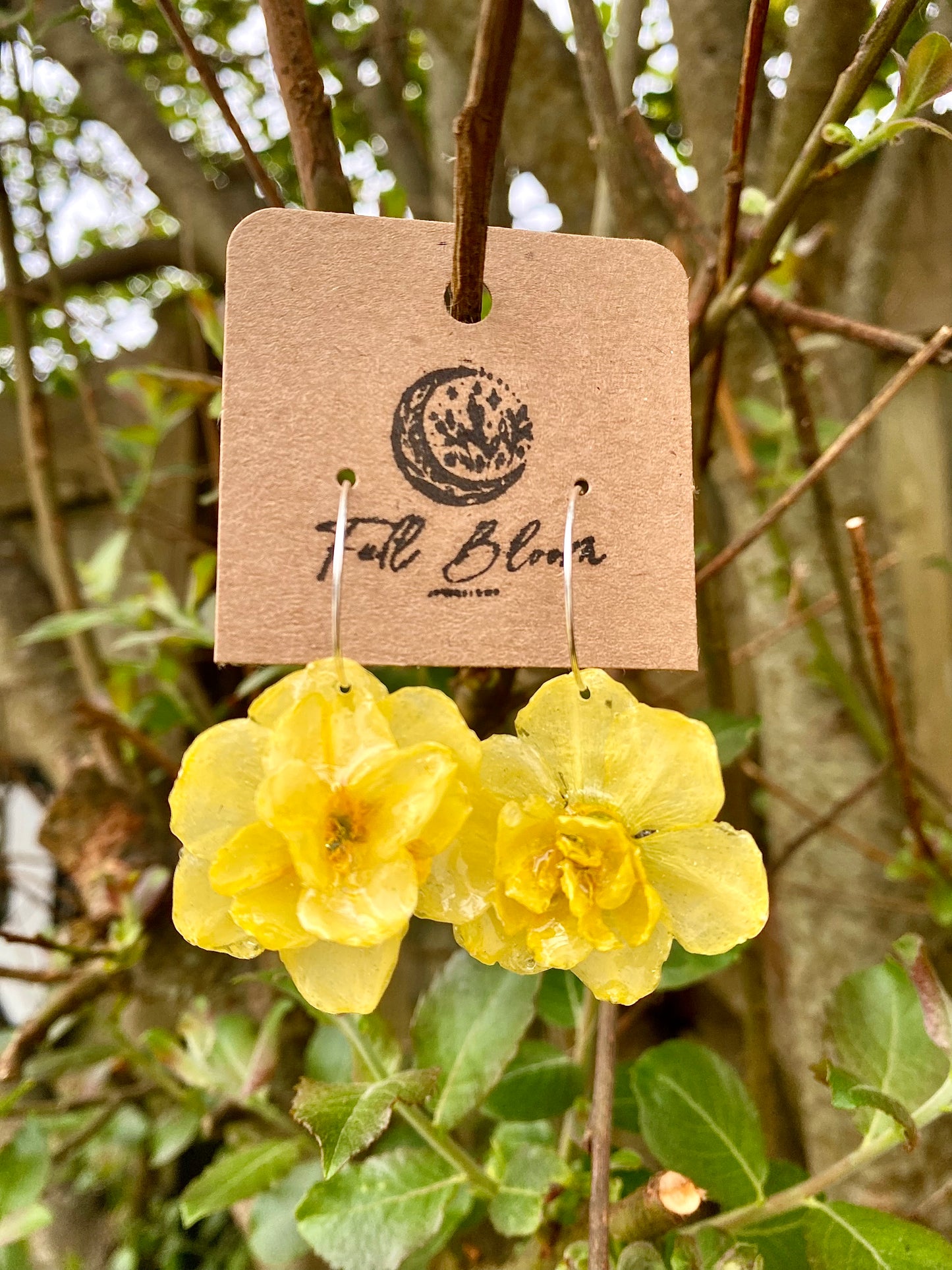 Sterling Silver Yellow ‘cheerfulness' Daffodil earrings