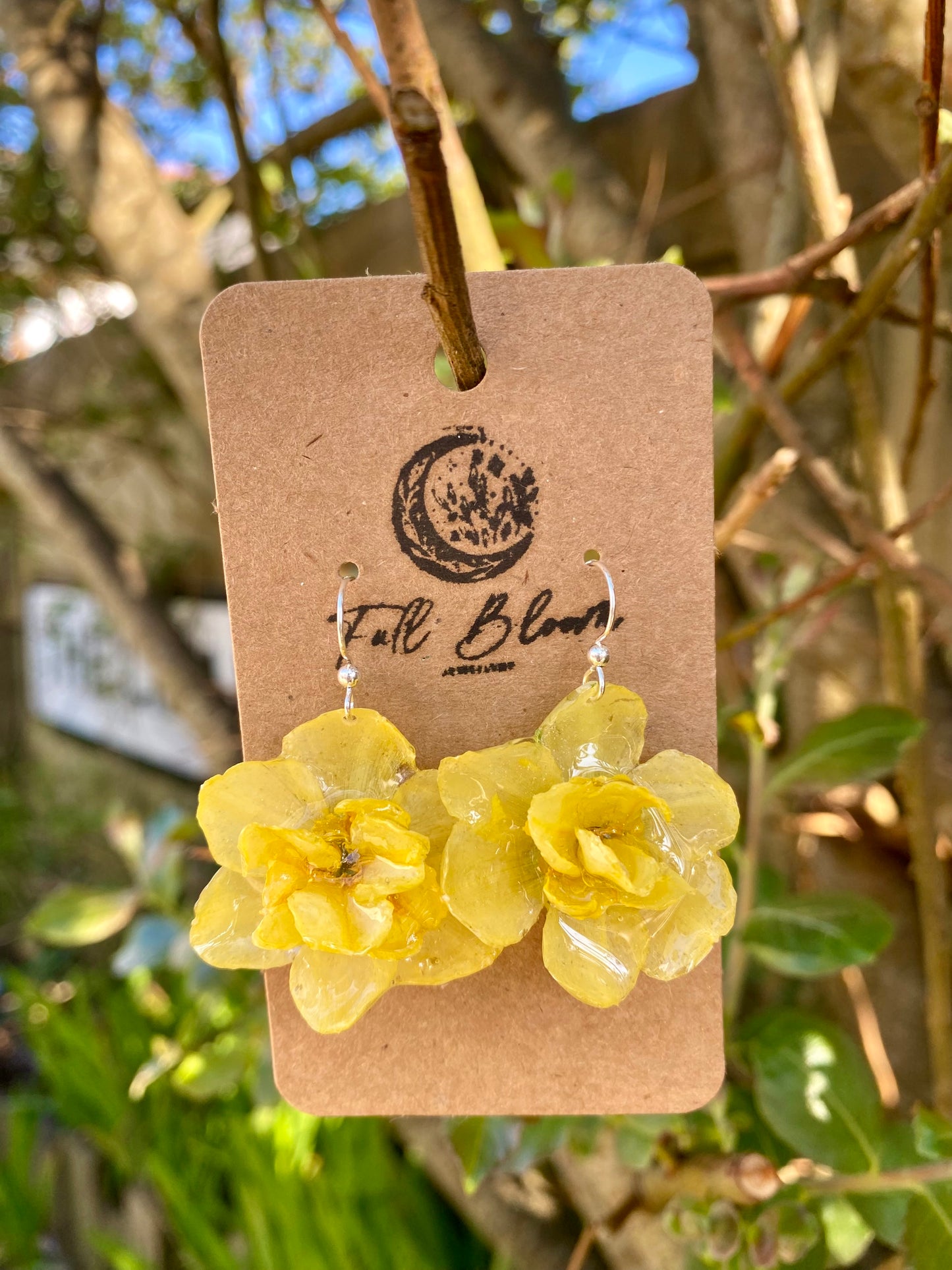Sterling Silver Yellow ‘cheerfulness' Daffodil earrings