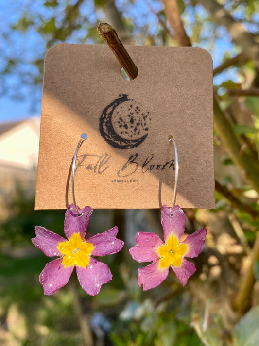 Sterling Silver Purple Primose Earrings
