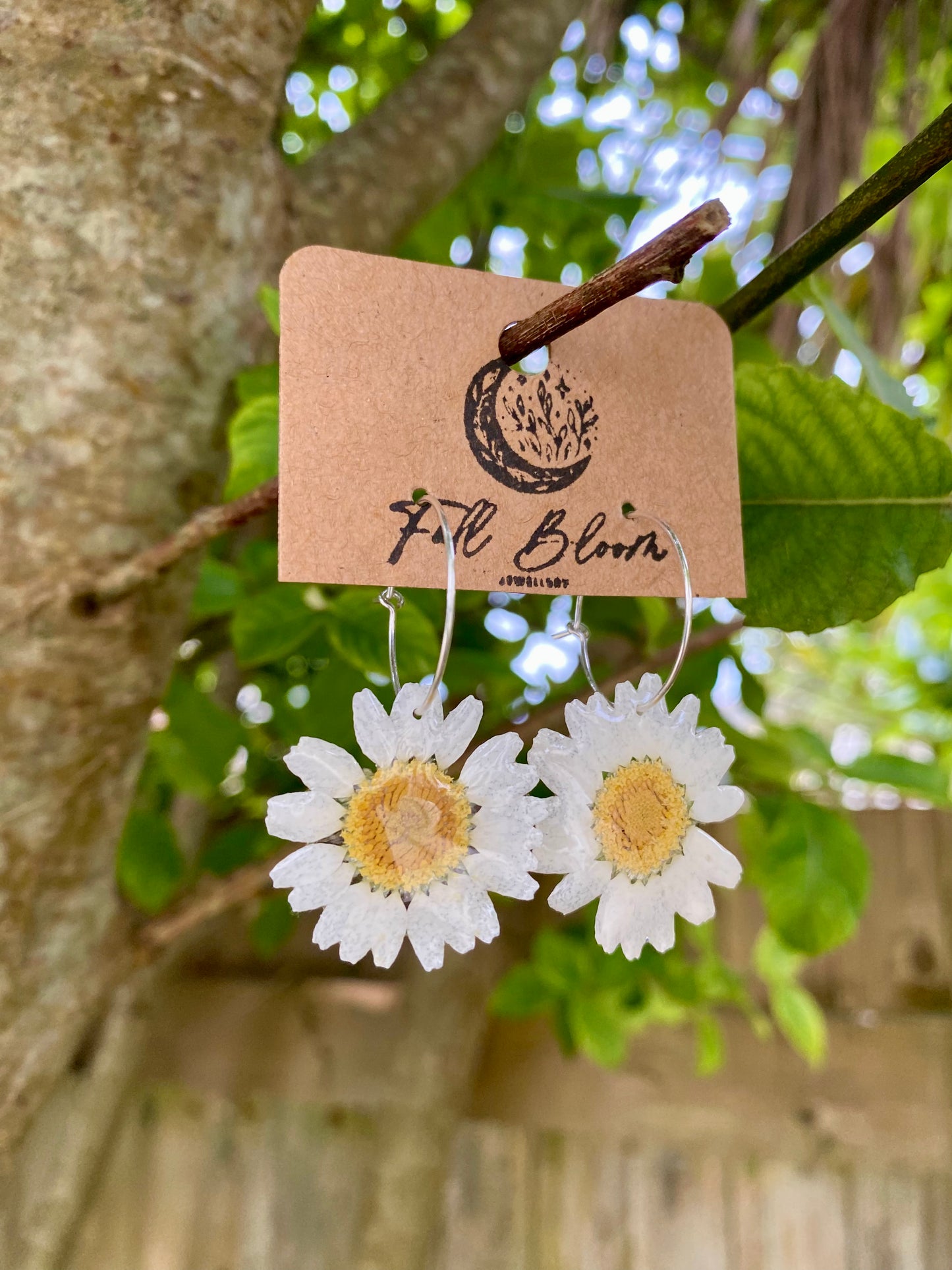 Sterling Silver single daisy hoops