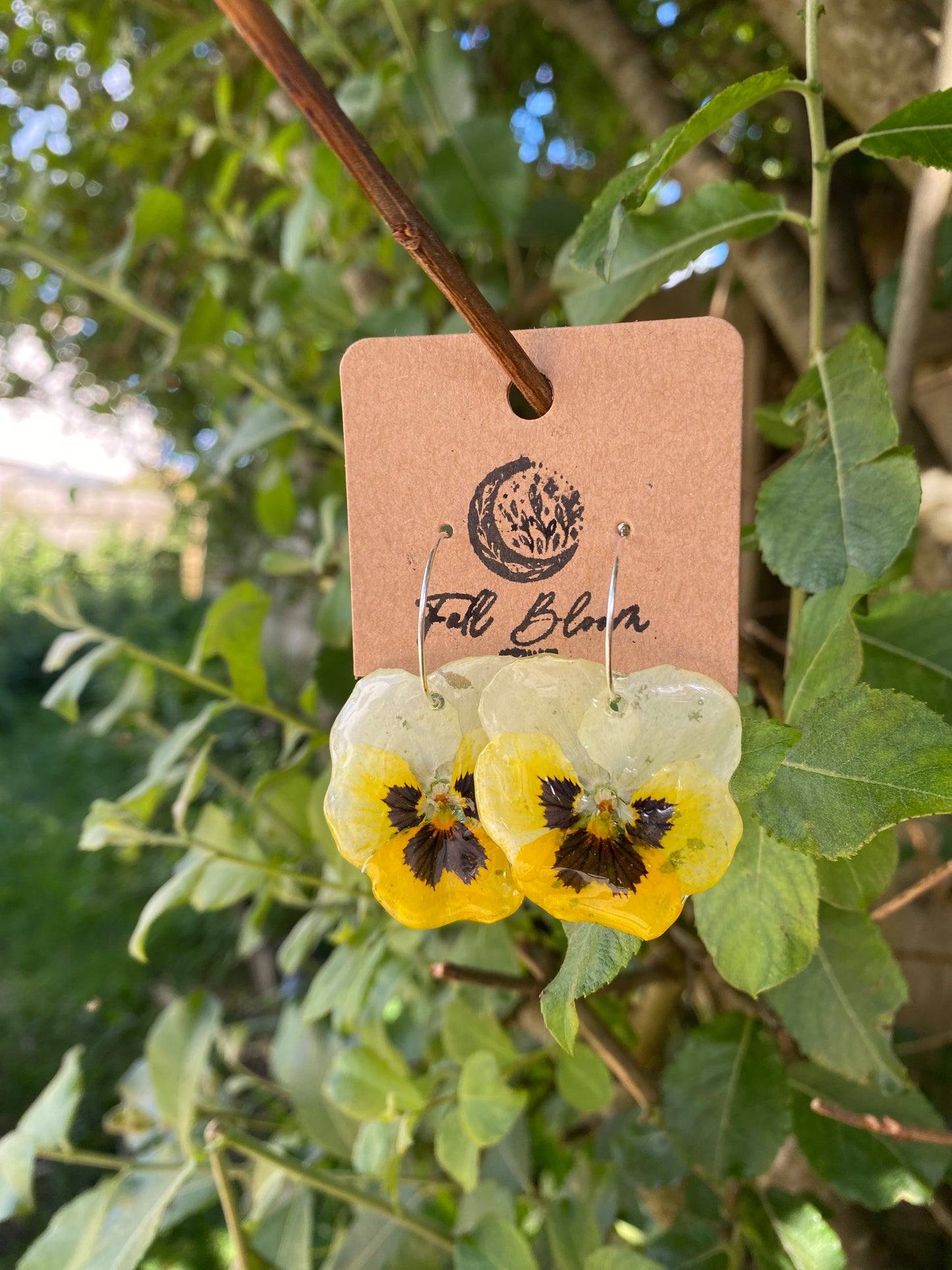 Sterling Silver Yellow and White Pansy Earrings