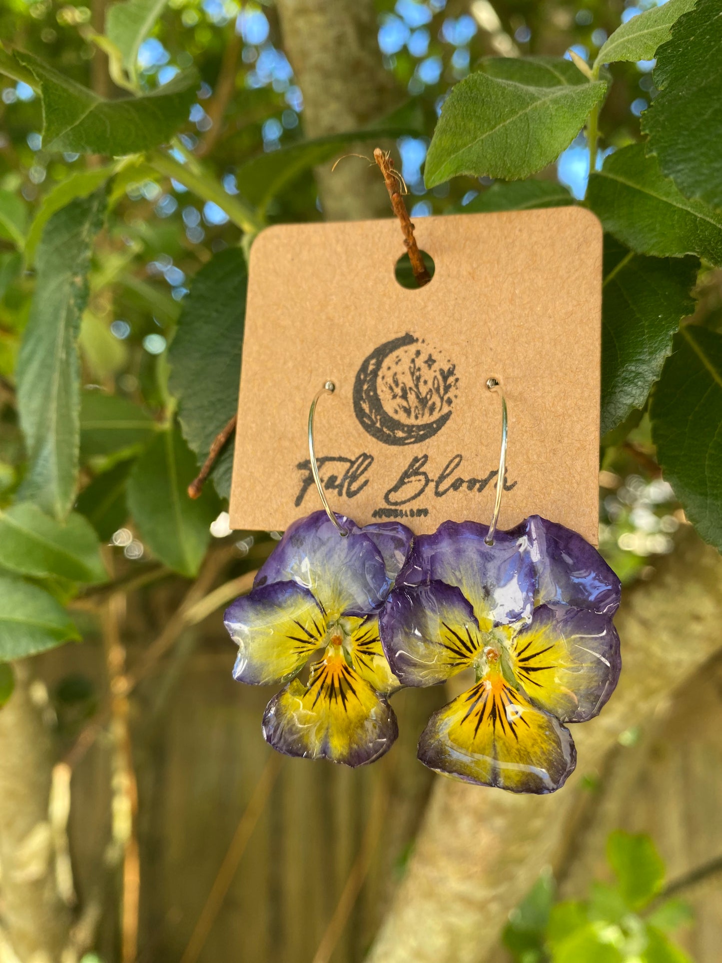 Sterling Silver purple and yellow Violas earrings