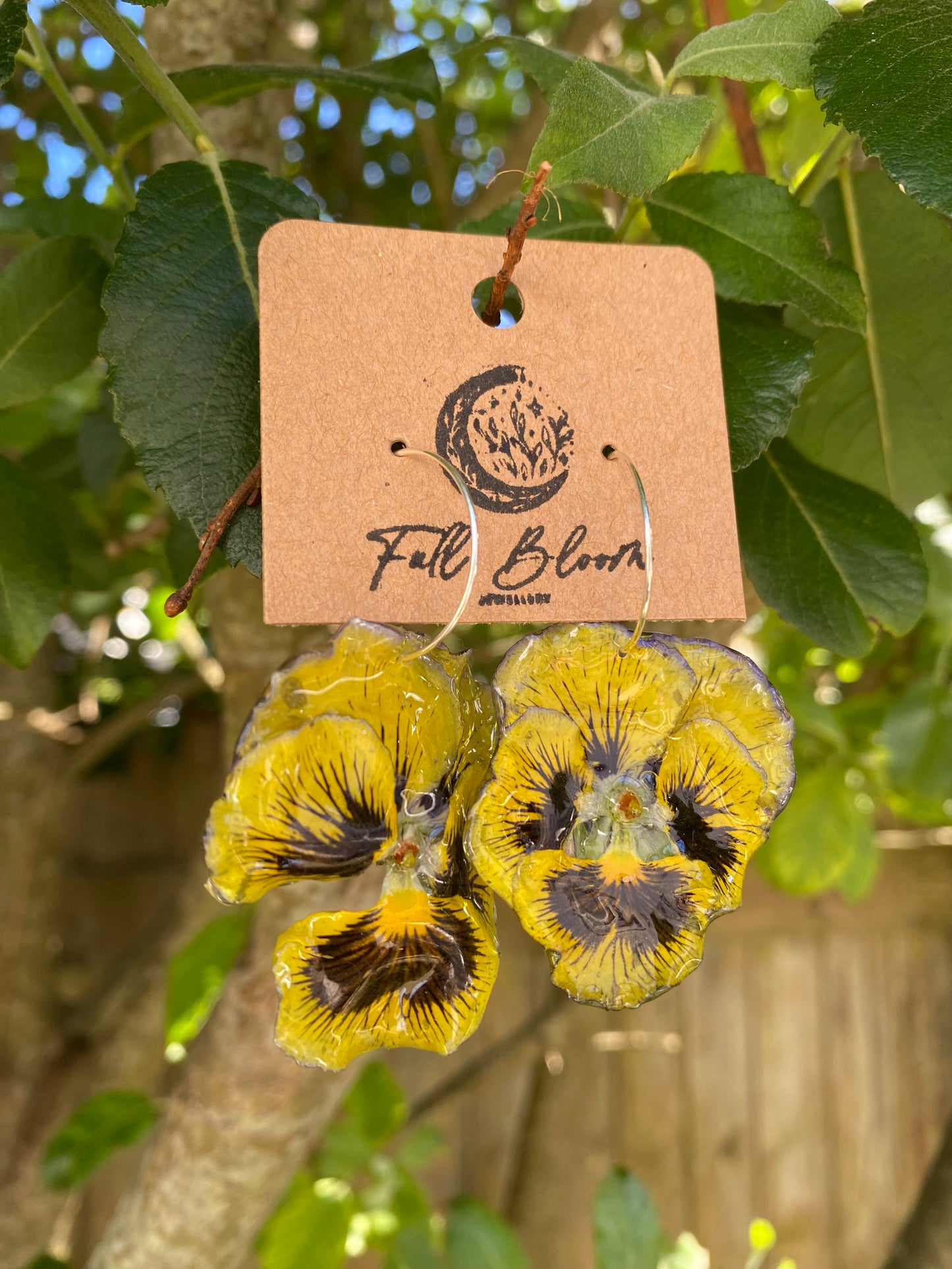 Sterling Silver Yellow Pansies Earrings