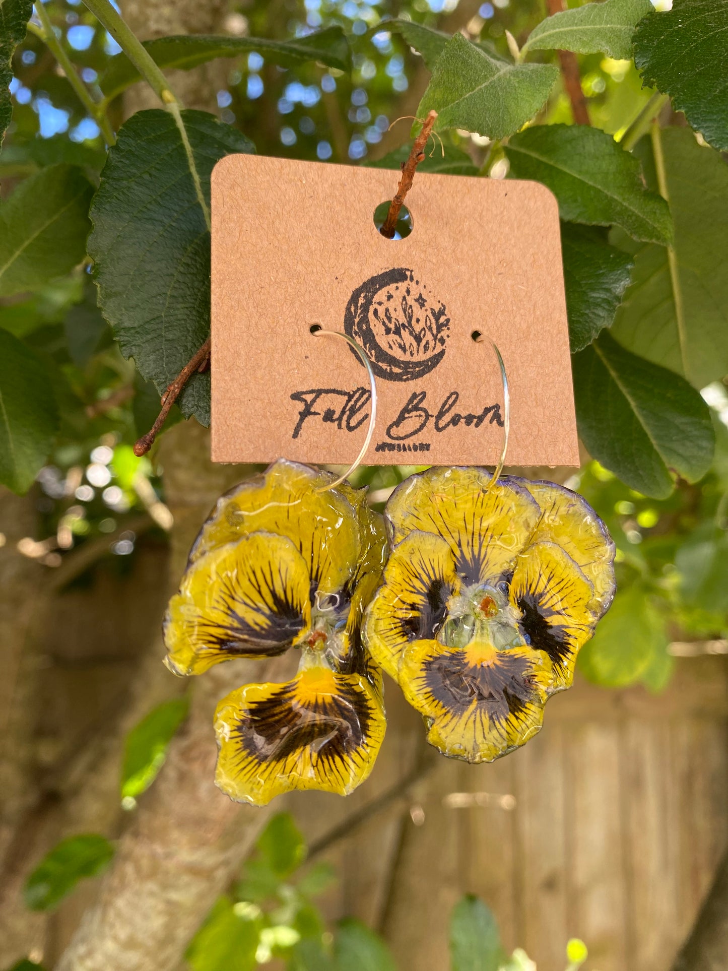 Sterling Silver Yellow Pansies Earrings