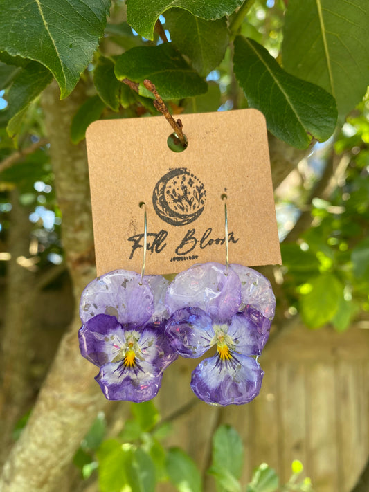 Sterling Silver Purple Lilac Viola Earrings