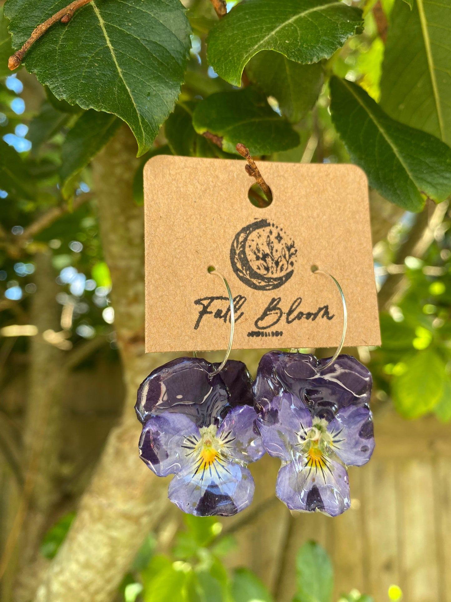 Sterling Silver Purple and yellow Violas Earrings