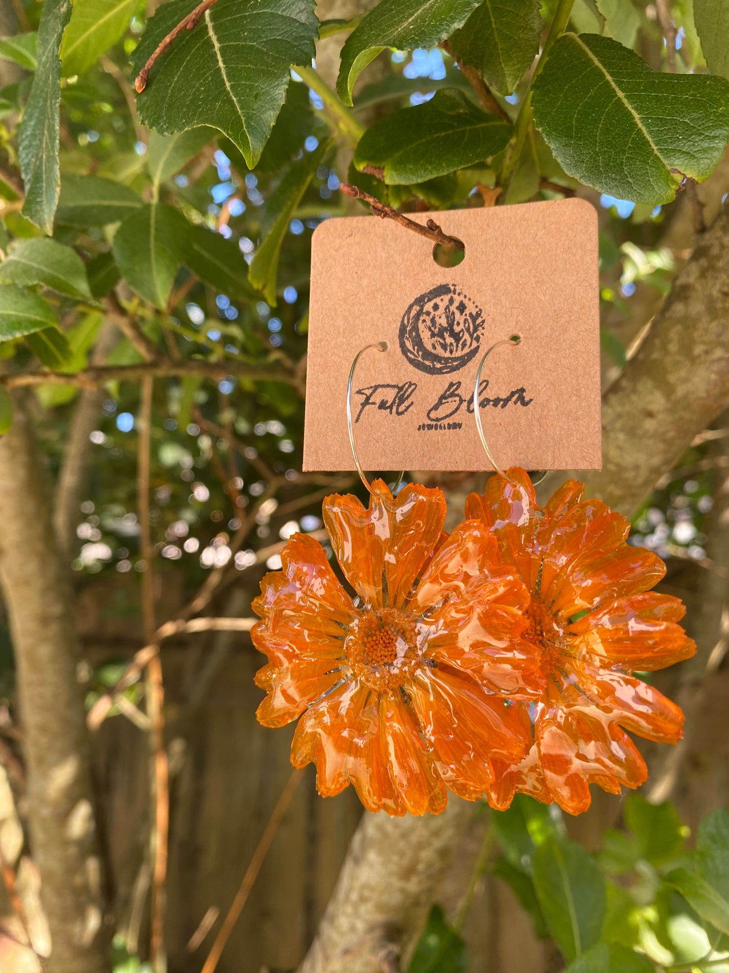 Sterling Silver Orange Calendula flower Earring
