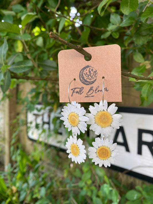 Sterling Silver double Daisy hoops